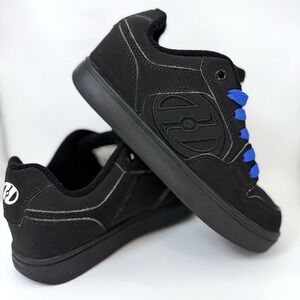 Y2K Heelys Motion Plus Black Roller Shoes Youth 3 Blue Laces Skate Sneaker‎